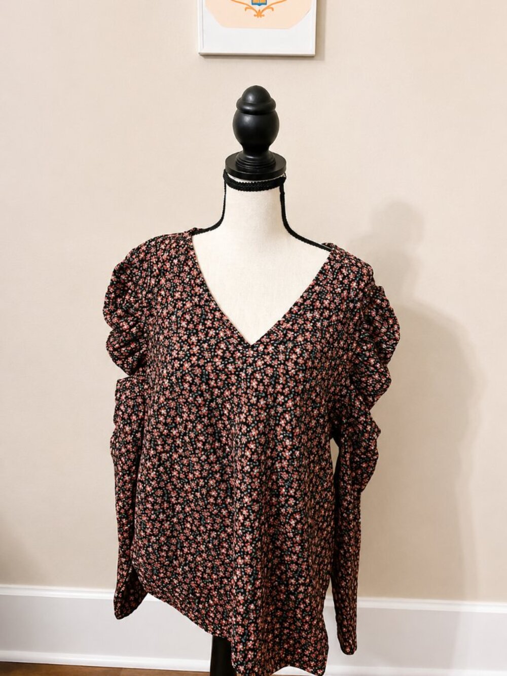 LOFT Floral Puff Sleeve Blouse Size XL Spring Summer Top